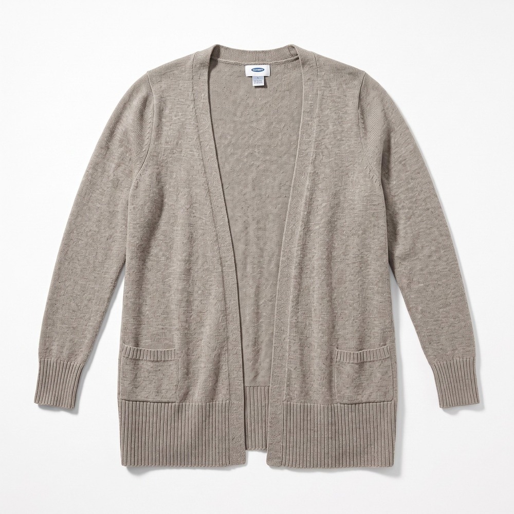 Old Navy 1X Womens Taupe Oatmeal Open Front Cardigan Sweater Casual Boho